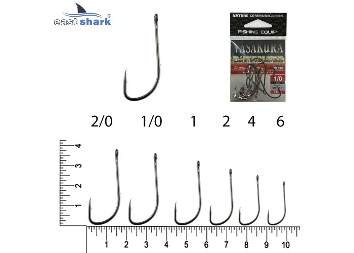 Крючки NEW EastShark Vasakura BAITHOLDER № 1/0 BL 
