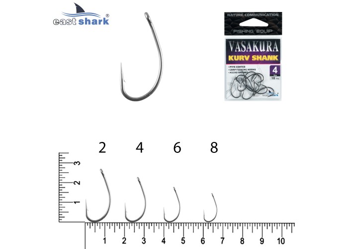 Крючки тефлон NEW EastShark Vasakura KURV SHANK № 8