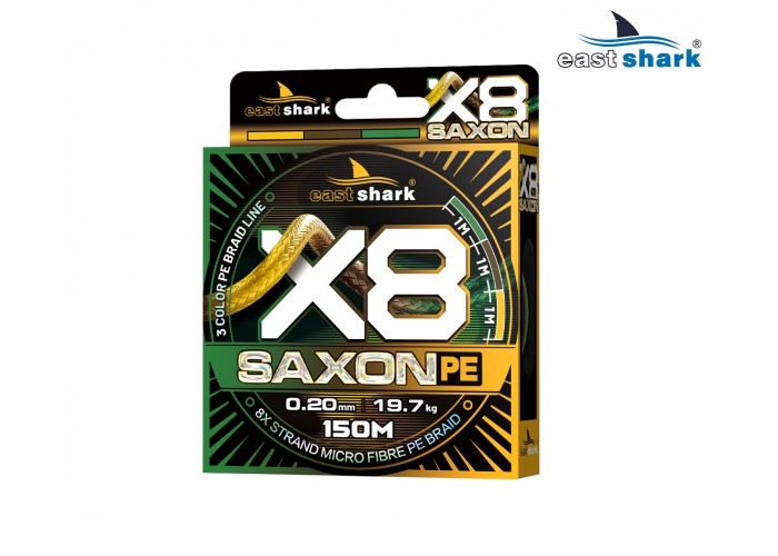 Шнур EastShark Saxon PE X8 150м 0,28 мм #3,5 3color