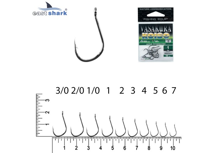 Крючки NEW EastShark Vasakura KOISO № 2/0 BL