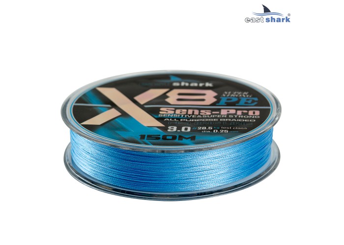 Шнур EastShark Sens-Pro X8 150м 0,08мм #0.2 голубой