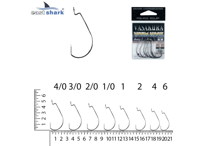 Крючки офсетные NEW EastShark Vasakura 5180  № 3/0