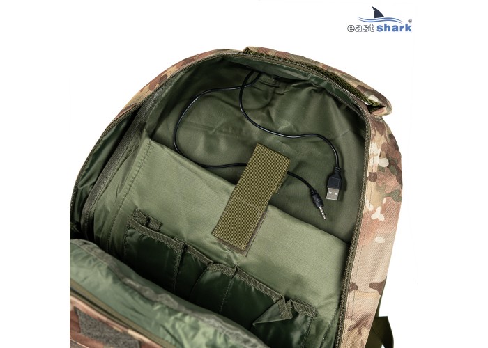 Рюкзак EastShark S-016-3 (USB, AUX) зелёный  камуфляж