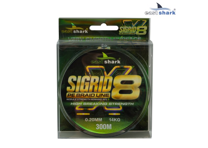 Шнур 300м EastShark SIGRID X8 0,20мм зеленый 