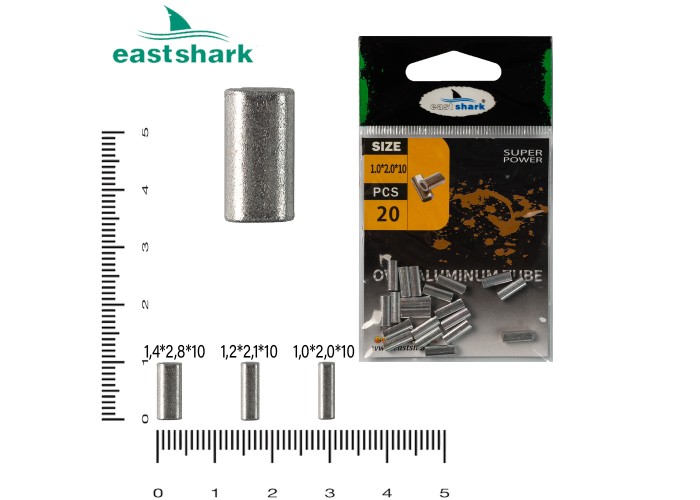 Овальная обжимная алюминиевая трубка D 1,0*2,0*10 (уп./20шт.)
