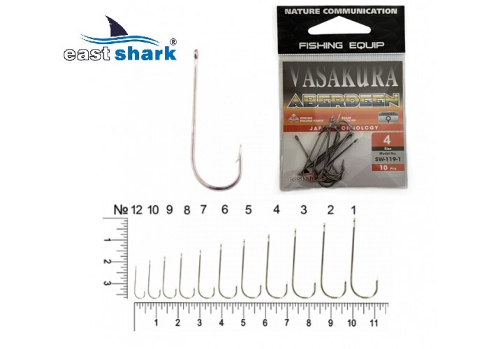 Крючки NEW EastShark Vasakura ABERDEEN № 10 BL (уп/10 шт)