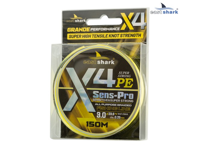 Шнур EastShark Sens-Pro X4 150м 0,08мм #0.2 желтый