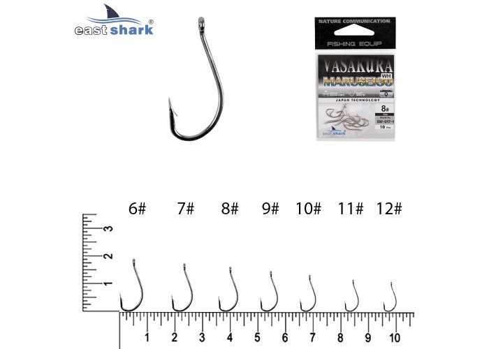 Крючки NEW EastShark Vasakura Maruseigo бел.№ 12 (уп/10 шт)