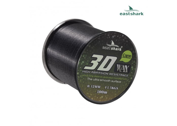 Леска EastShark 3D CAMO WAX 300м 0,25 мм серая
