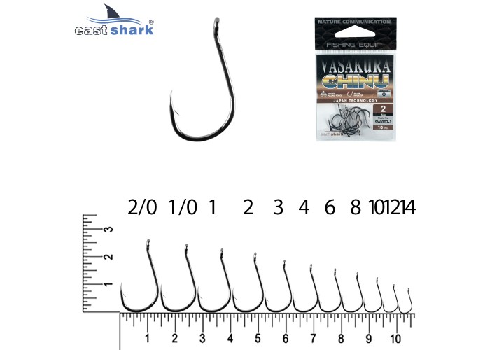 Крючки NEW EastShark Vasakura CHINU № 1/0 BL
