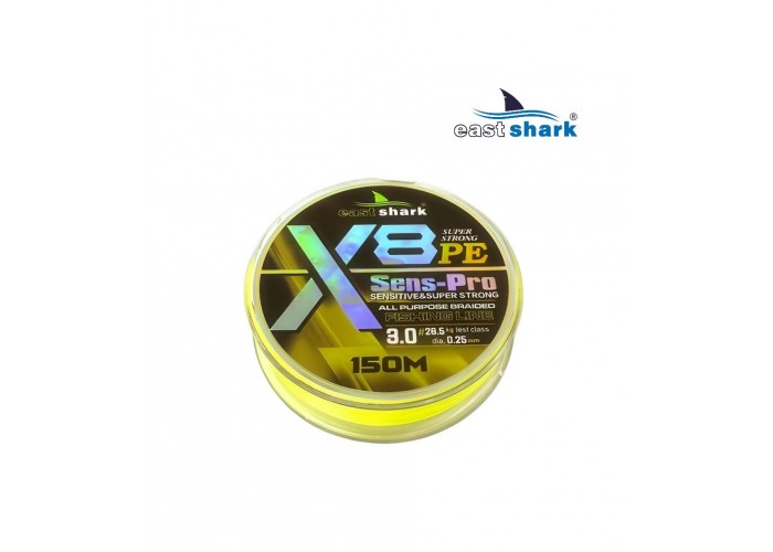 Шнур EastShark Sens-Pro X8 (150м) 0,14мм #0.8 желтый